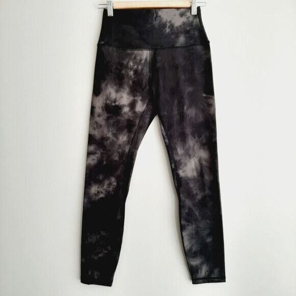 TIE-DYE \ Splatter High Waist Crop Athletic Comfy Leggings Neutral Gray Sz 6 - Picture 12 of 12